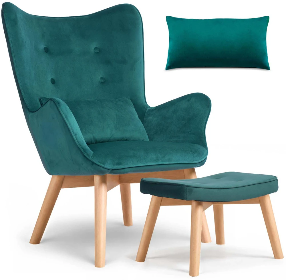 Sofa Fotelis uszak su pakoja Sofotel Norse tamsiai žalias