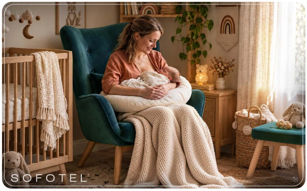 Sofa Fotelis uszak su pakoja Sofotel Norse tamsiai žalias
