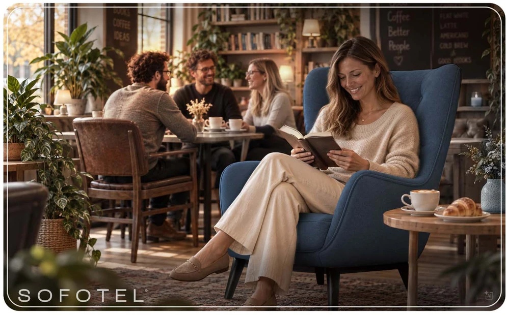 Fotelis uszak su pakoja Sofotel Norse mėlynas