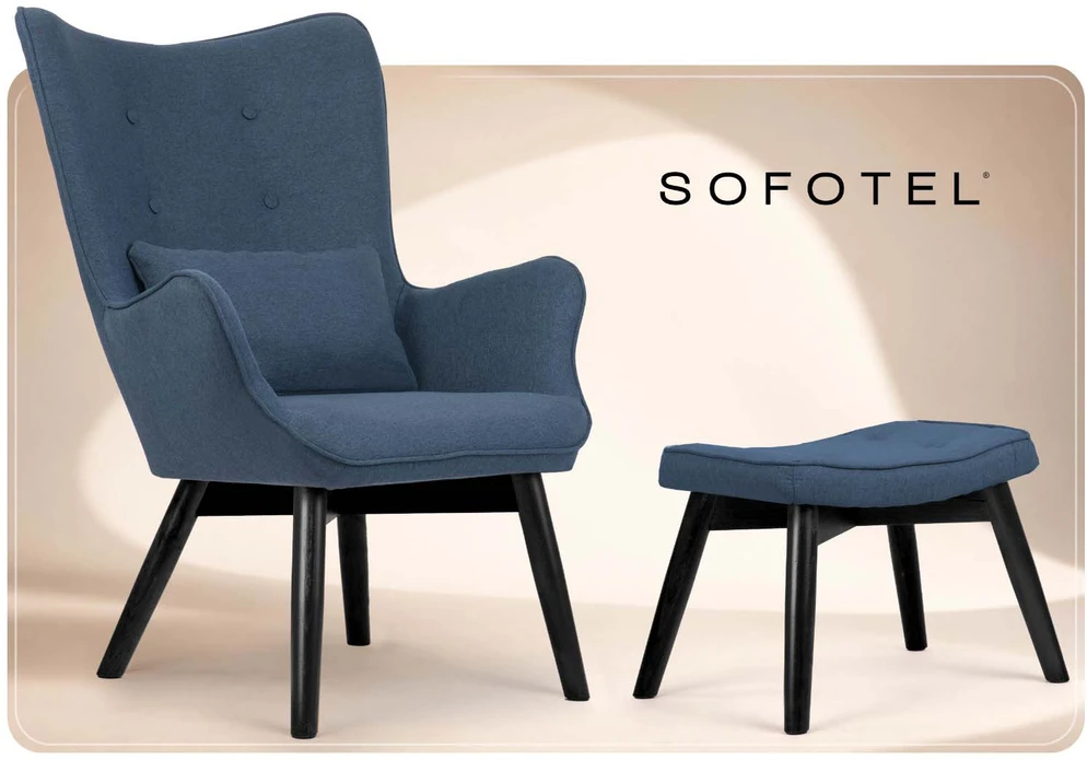 Fotelis uszak su pakoja Sofotel Norse mėlynas