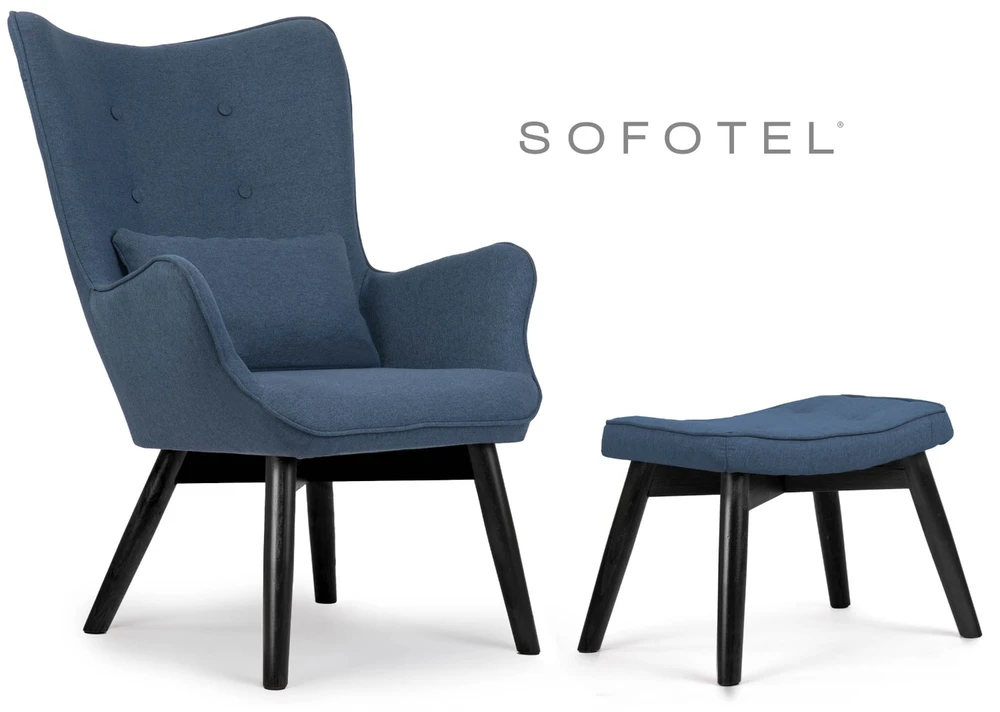Fotelis uszak su pakoja Sofotel Norse mėlynas