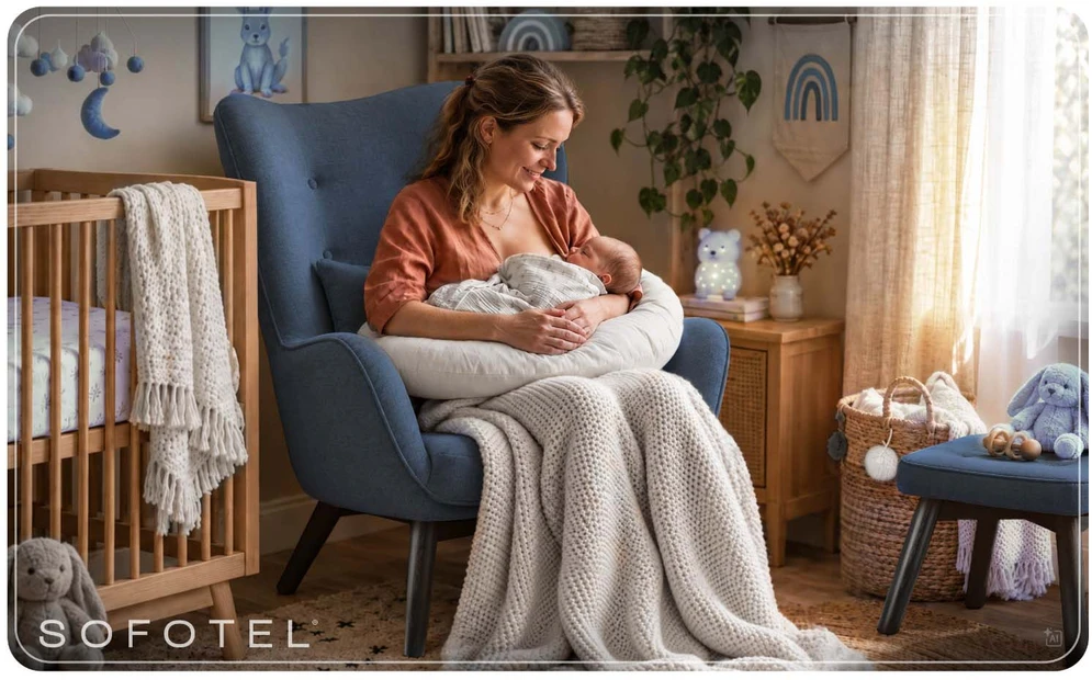 Fotelis uszak su pakoja Sofotel Norse mėlynas