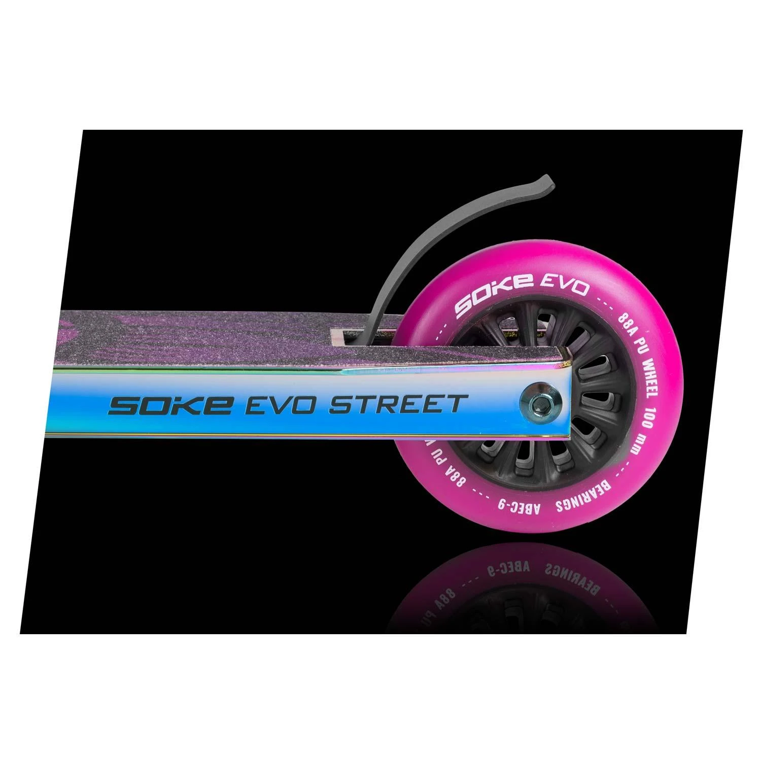 Profesionalus SOKE EVO Street juodas neochromuotas paspirtukas
