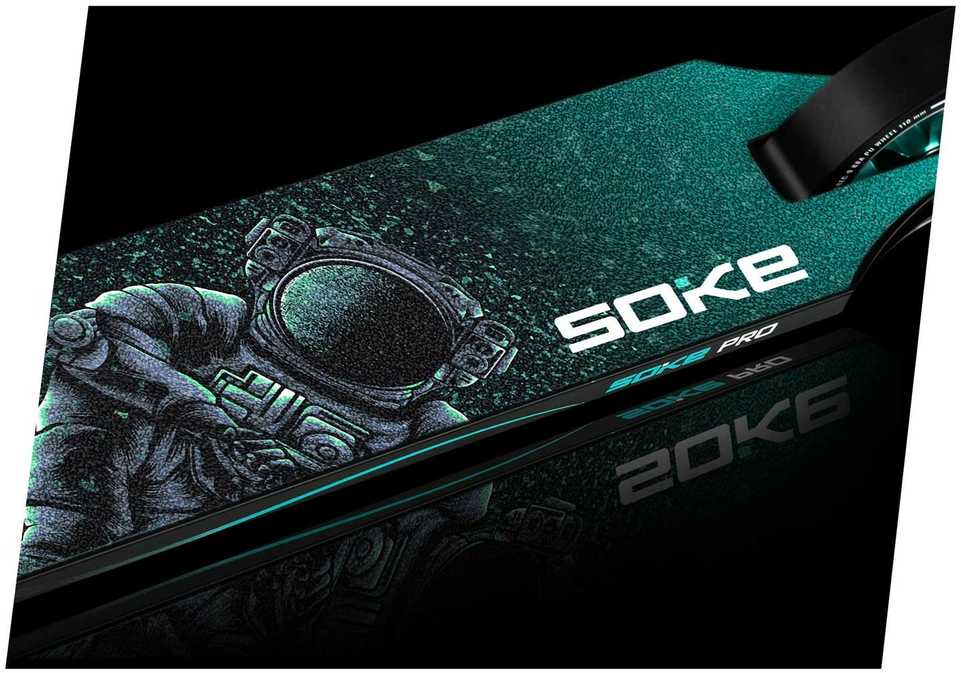 SOKE PRO triukų paspirtukas sidabro ir turkio spalvos