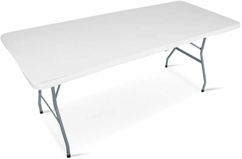 Plonos Sulankstomas plonas baltas lauko aptarnavimo stalas 180 cm