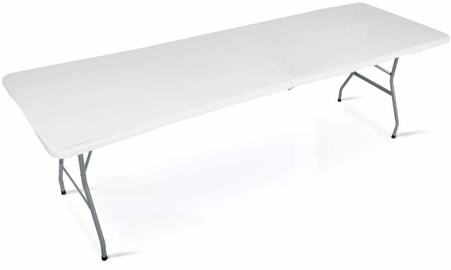 Sulankstomas sodo maitinimo stalas, 244 cm, baltas, Plonos