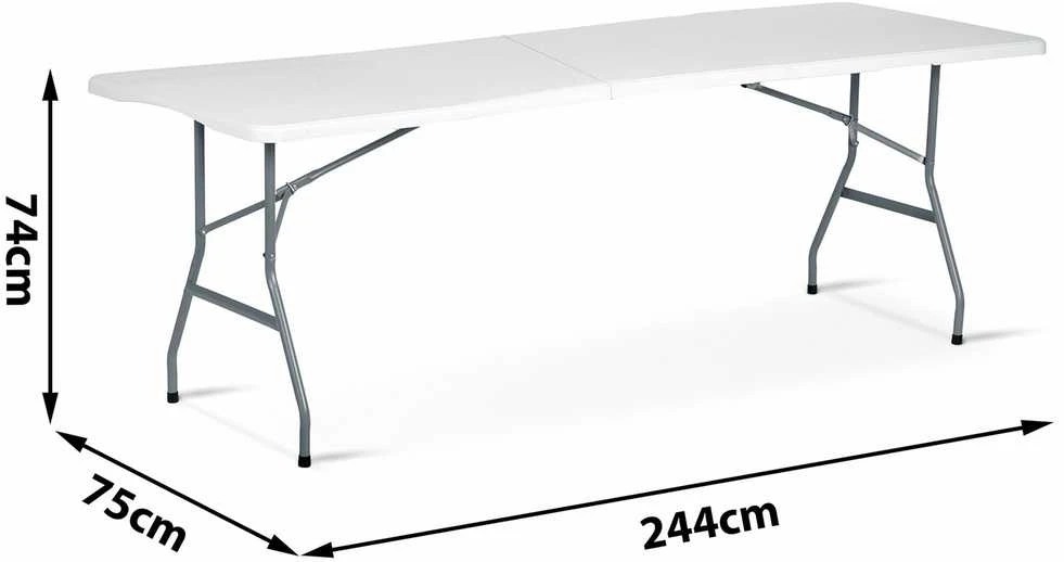 Sulankstomas sodo maitinimo stalas, 244 cm, baltas, Plonos