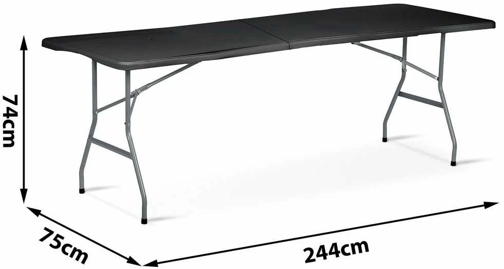 Sulankstomas sodo maitinimo stalas, 244 cm, juodas, „Plonos“