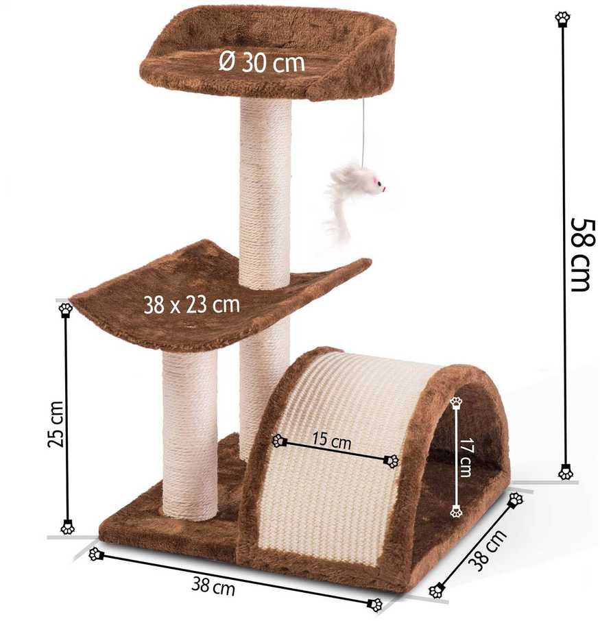 Draskyklė, katės namelis 58 cm DR-254 rudas Pethaus