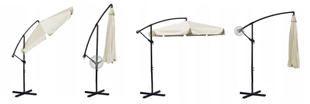 Plonos Sulankstomas sodo skėtis, 8 segmentų, smėlio spalvos, 350 cm