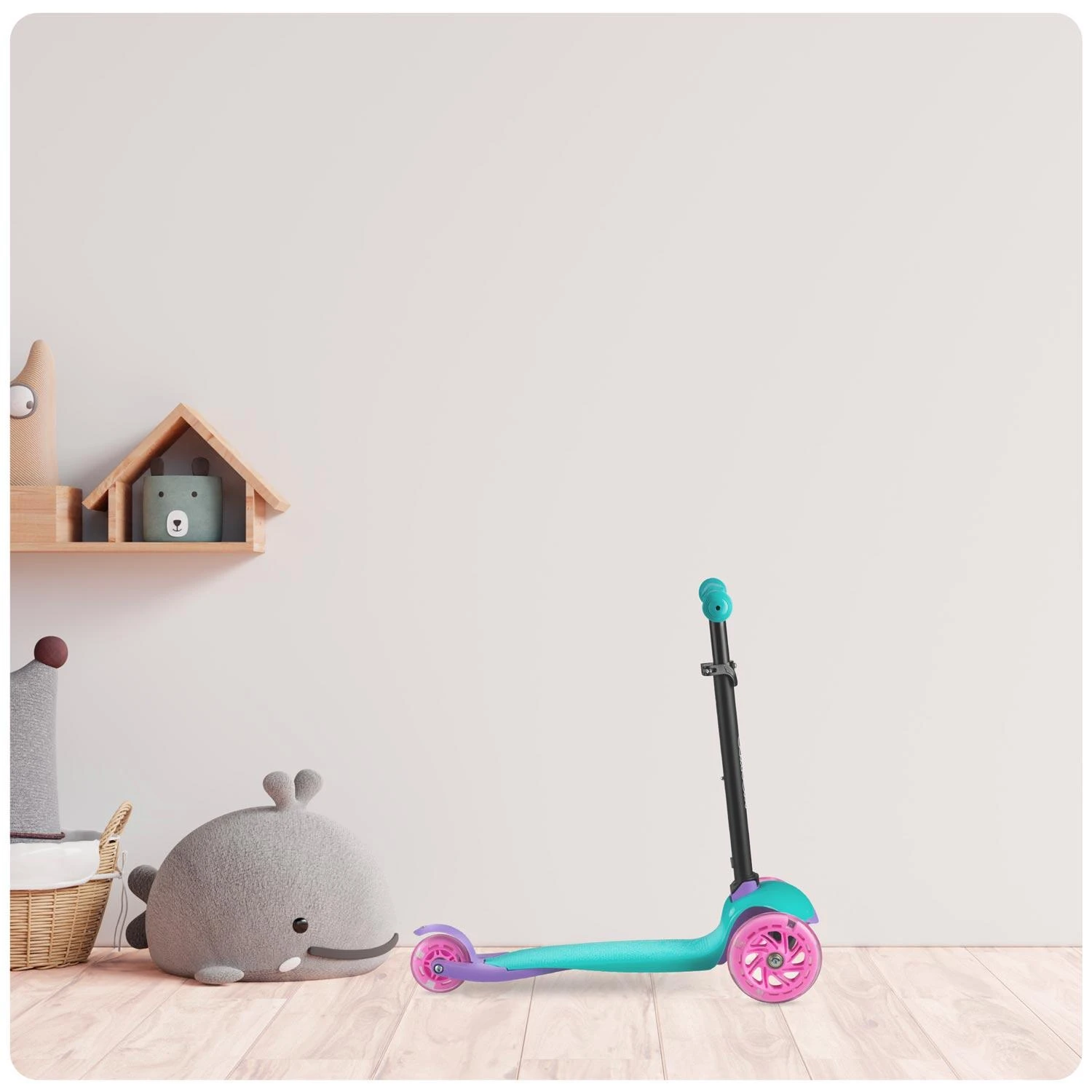 Triratis paspirtukas Ricokids Loco - turkio-rožinės spalvos
