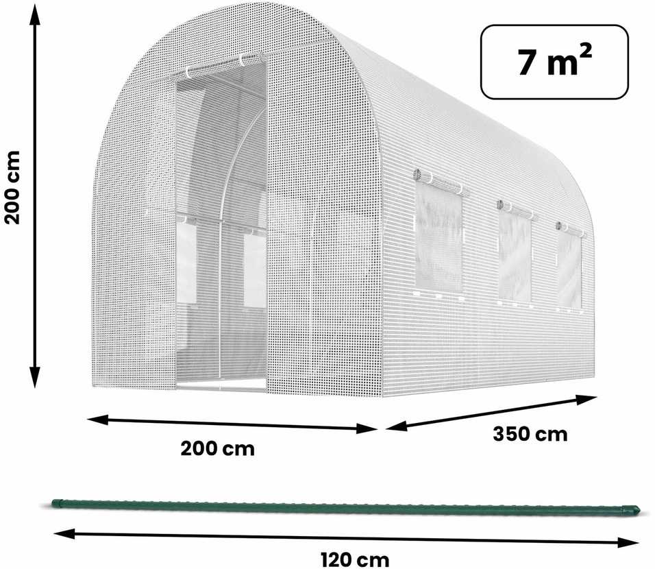 Šiltnamis 2 x 3,5 m (7 m2) baltas Plonos