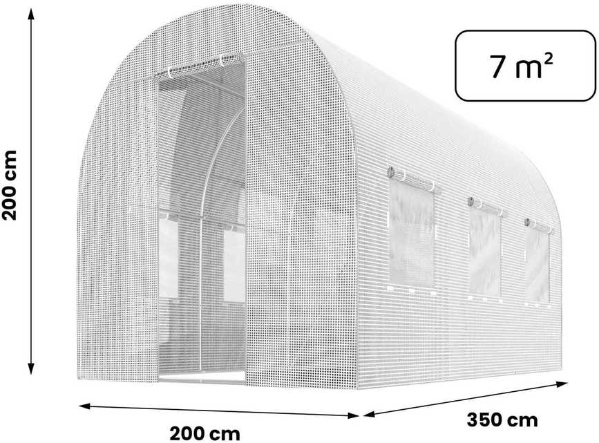 Šiltnamis 2 x 3,5 m (7 m2) baltas Plonos