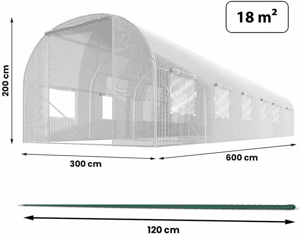 Tunel sodo 3 x 6 m (18m2) balta Plonos