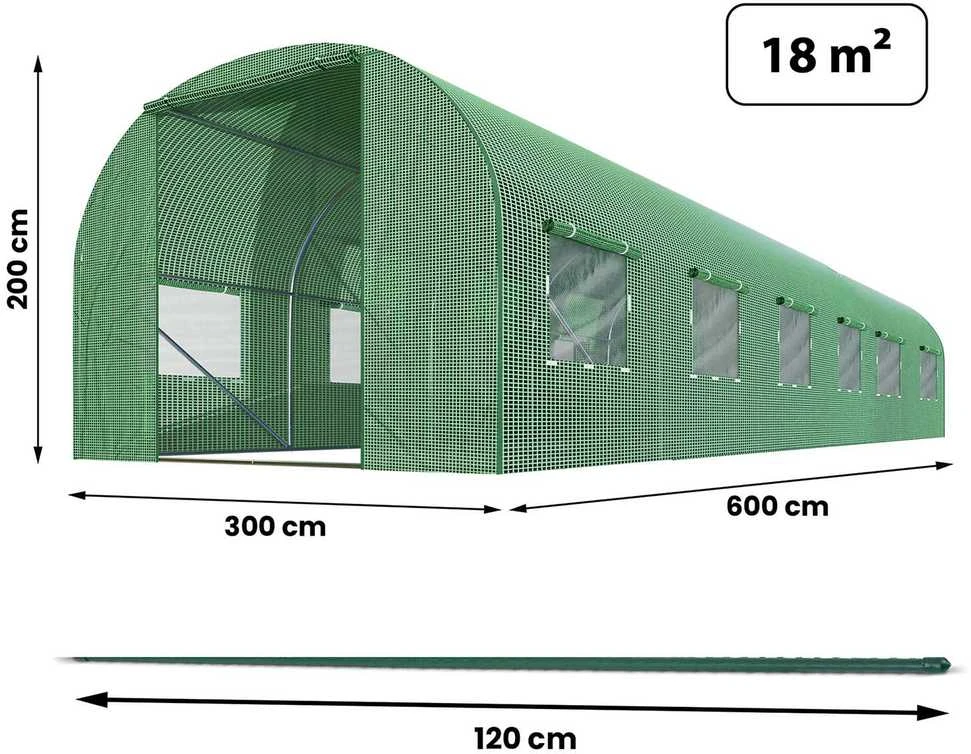 Šiltnamis, 6 x 3 m šiltnamis, tvirtas plėvelinis tunelis, augalų auginimo tunelis, daržovių šiltnamis, polietileninis tunelis