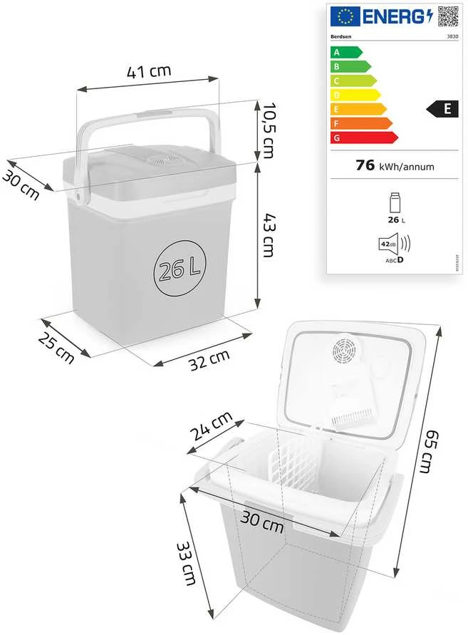 Berdsen Icemax 26L aušintuvo matmenys ir energetinė klasė
