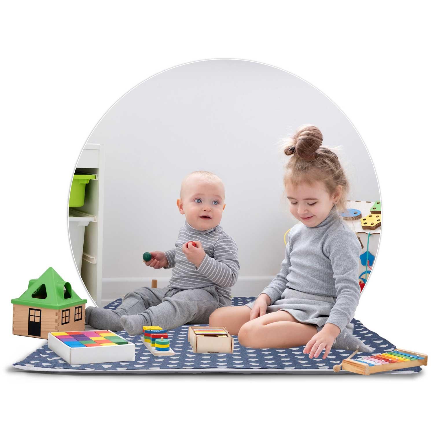 Ricokids Vaikiška tipi palapinė su girlianda ir lemputėmis - tamsiai mėlyna su debesėliais