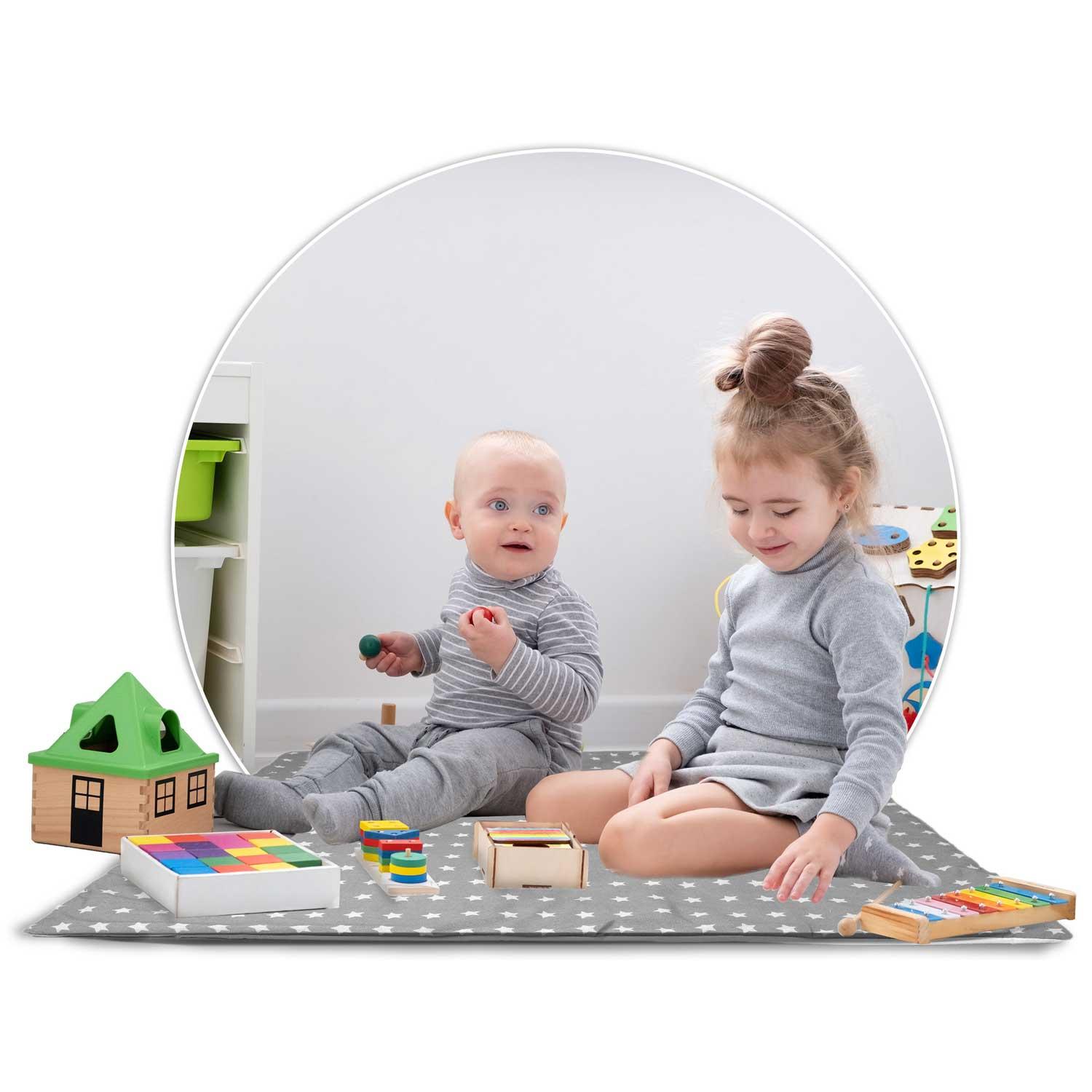 Ricokids Vaikiška tipi palapinė su girlianda ir lemputėmis - šviesiai pilka su žvaigždutėmis