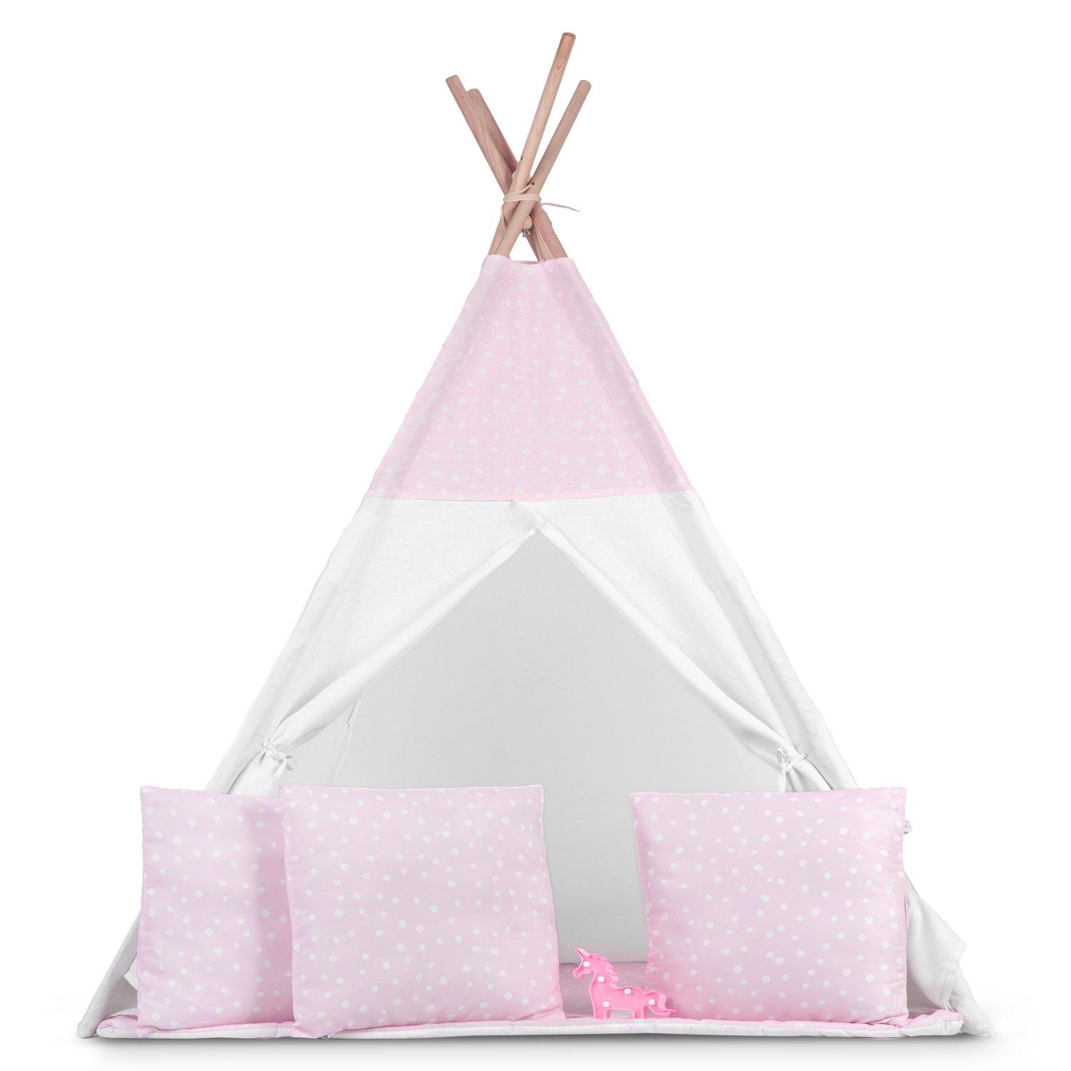 Ricokids Vaikiška tipi palapinė su lemputėmis - rožinė su taškeliais