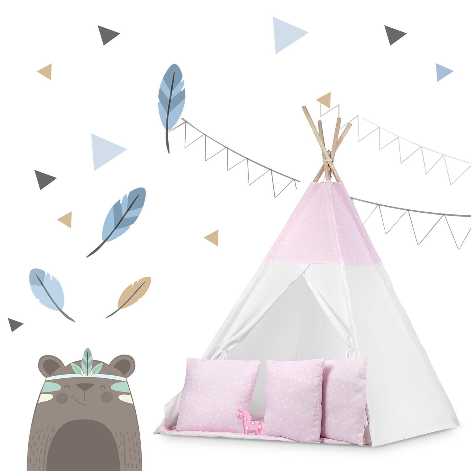 Ricokids Vaikiška tipi palapinė su lemputėmis - rožinė su taškeliais