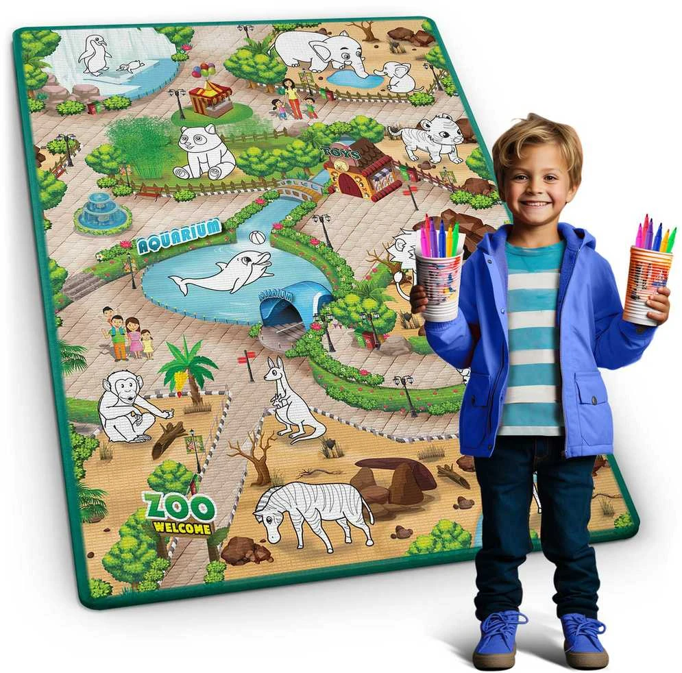 Ricokids RK-344 sulankstomas putplasčio piešimo kilimėlis 120 x 90 x 0,3 cm