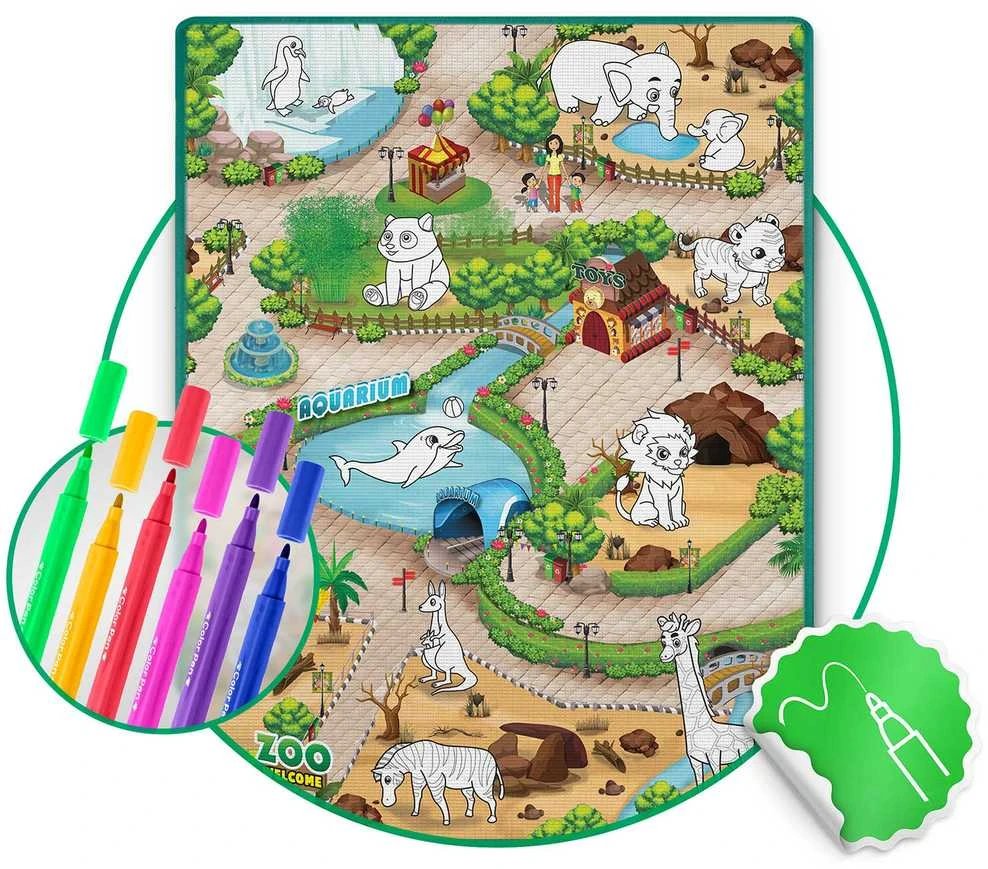 Ricokids RK-344 sulankstomas putplasčio piešimo kilimėlis 120 x 90 x 0,3 cm