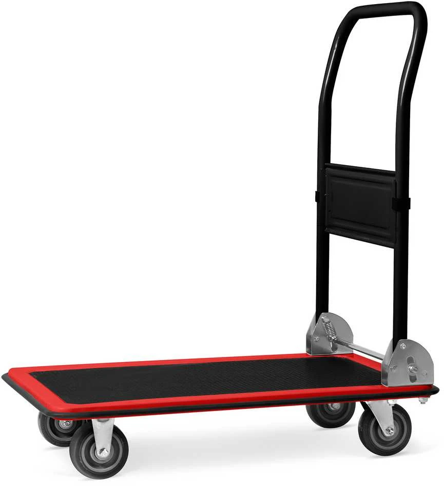 Humberg HM-505 juodos ir raudonos spalvos platforminis transportavimo vežimėlis
