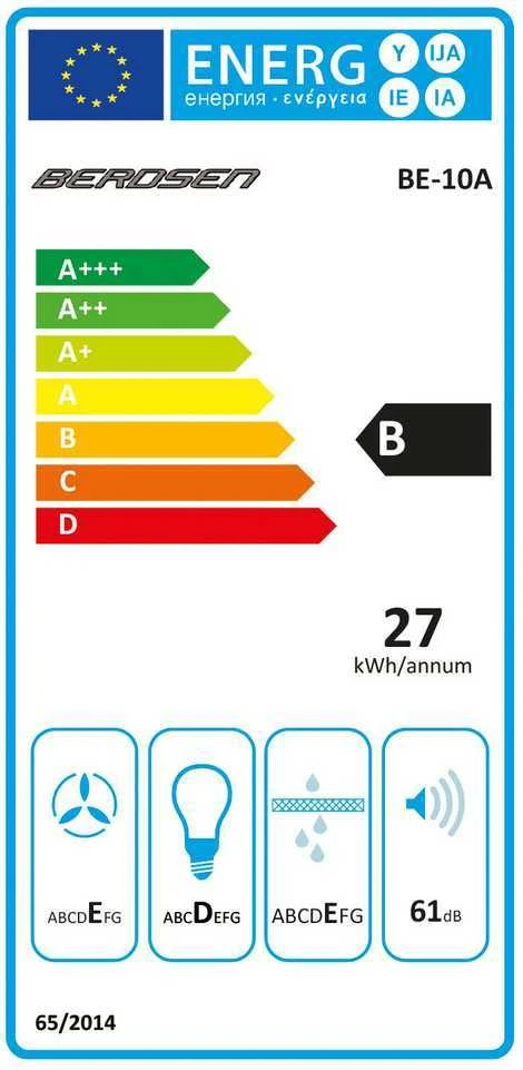 Gartraukis Virtuvės gaubtas po spintele - 60 cm Berdsen BE-10-A absorberis baltas