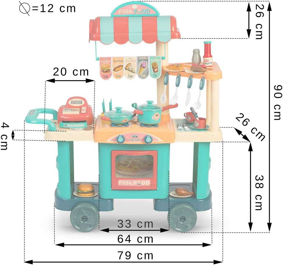 Ricokids 773000 vaikiška virtuvė ant ratukų