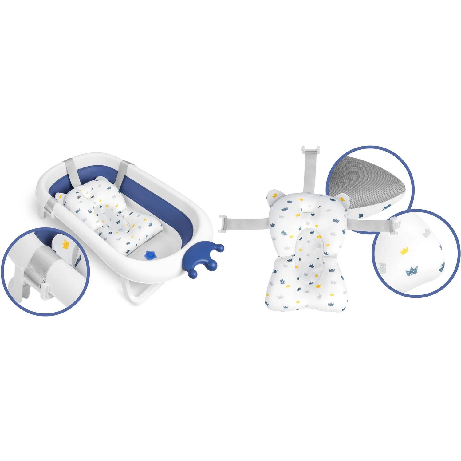 Ricokids Sulankstoma kūdikio vonelė su termometru ir pagalvėle