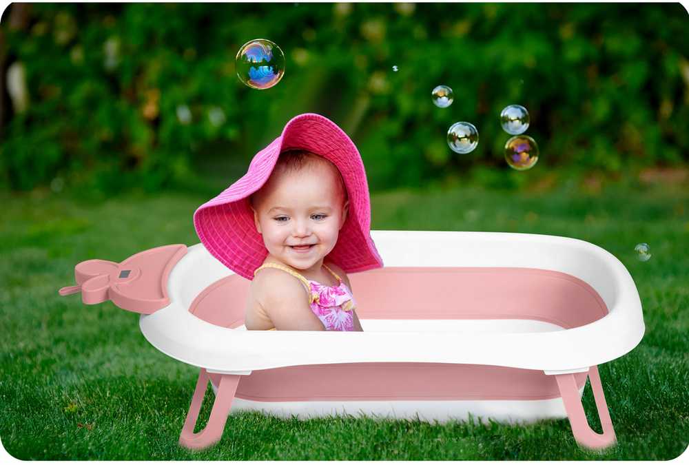 Sulankstoma kūdikių vonelė su termometru ir įdėklu, Ricokids