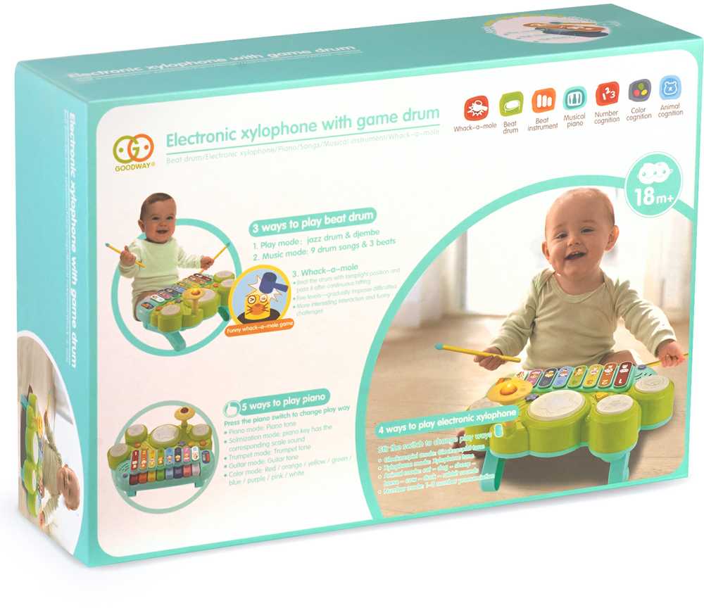 Muzikiniai žaisliniai cimbolai, ksilofonas ir būgnai RK-751 Ricokids