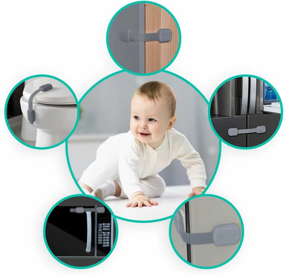 Ricokids 798101 spintelės atidarymo spyna, 6 vnt, pilka