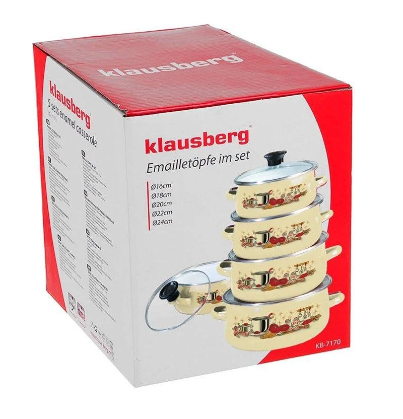 KLAUSBERG KB-7170-BG emaliuotų puodų rinkinys, 10 dalių
