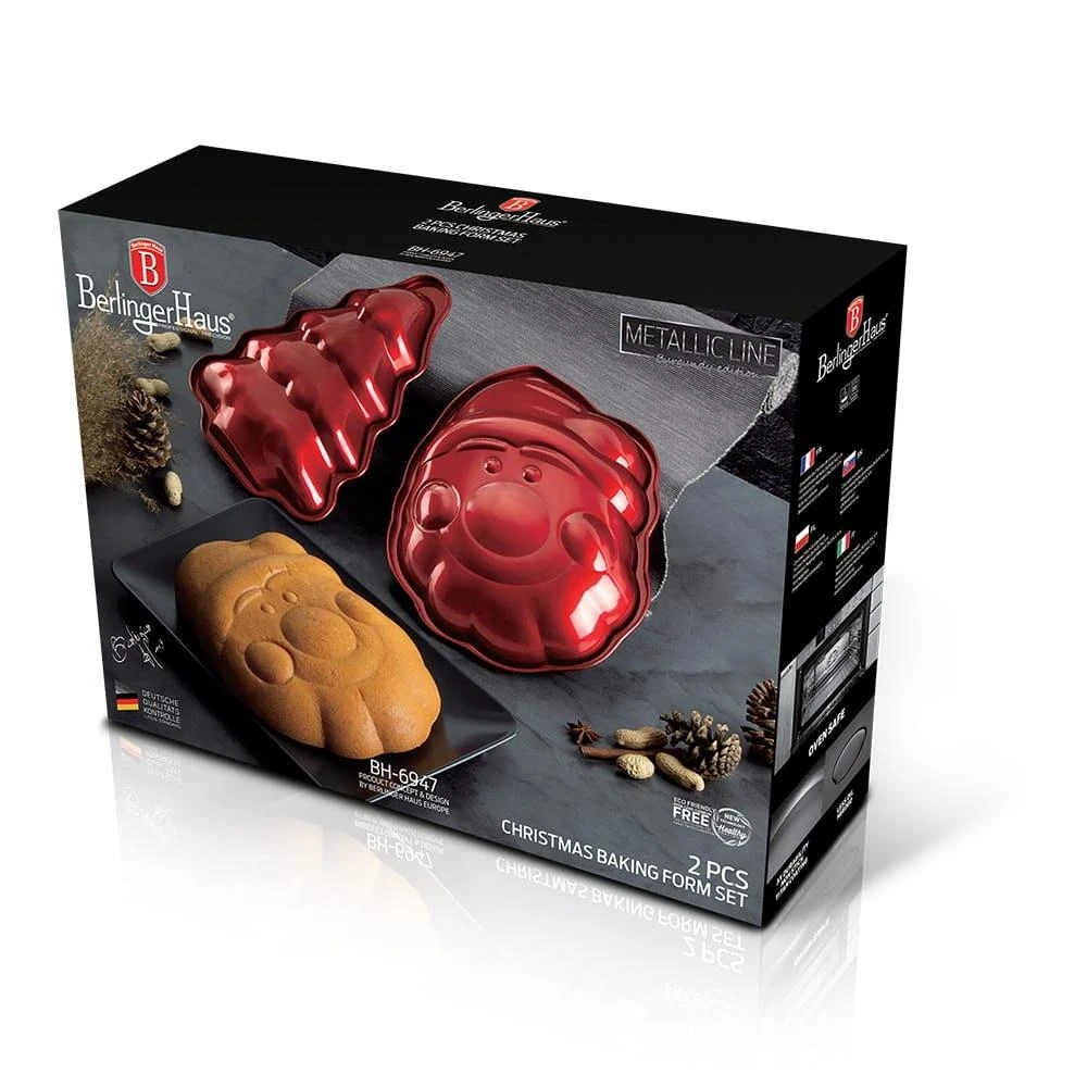 Rinkinys 2 ŚWIĄTECZNYCH FOREMEK DO PIECZENIA CIASTEK BERLINGER HAUS Burgundy BH-6947