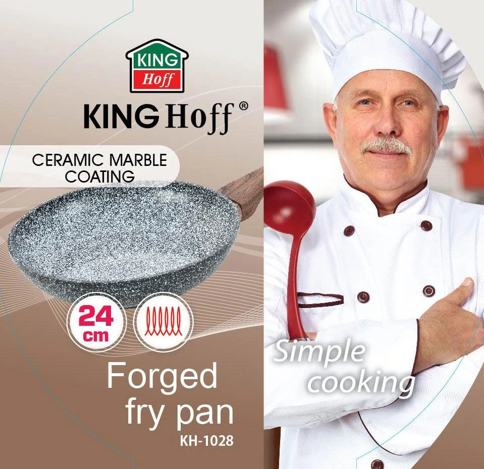 King Hoff Keptuvė Kinghoff aliuminio keptuvė, pilko marmuro, skersmuo 24cm