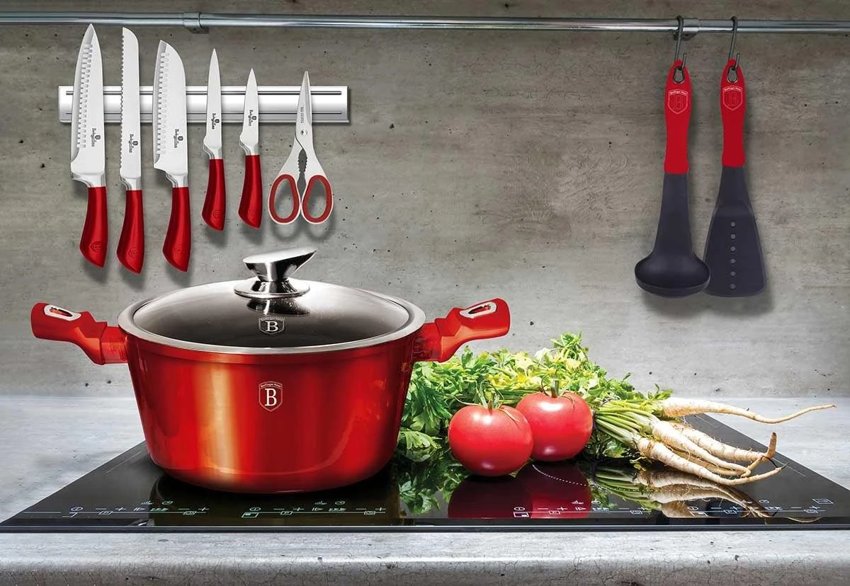 KOMPLET GARNKÓW 3-ele 24cm BERLINGER HAUS METALLIC BURGUNDY LINE BH-6779