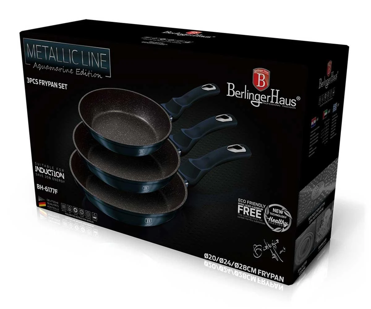 Berlinger Haus keptuvė Metallic Line Aquamarine Edition 20 24 28cm rinkinys