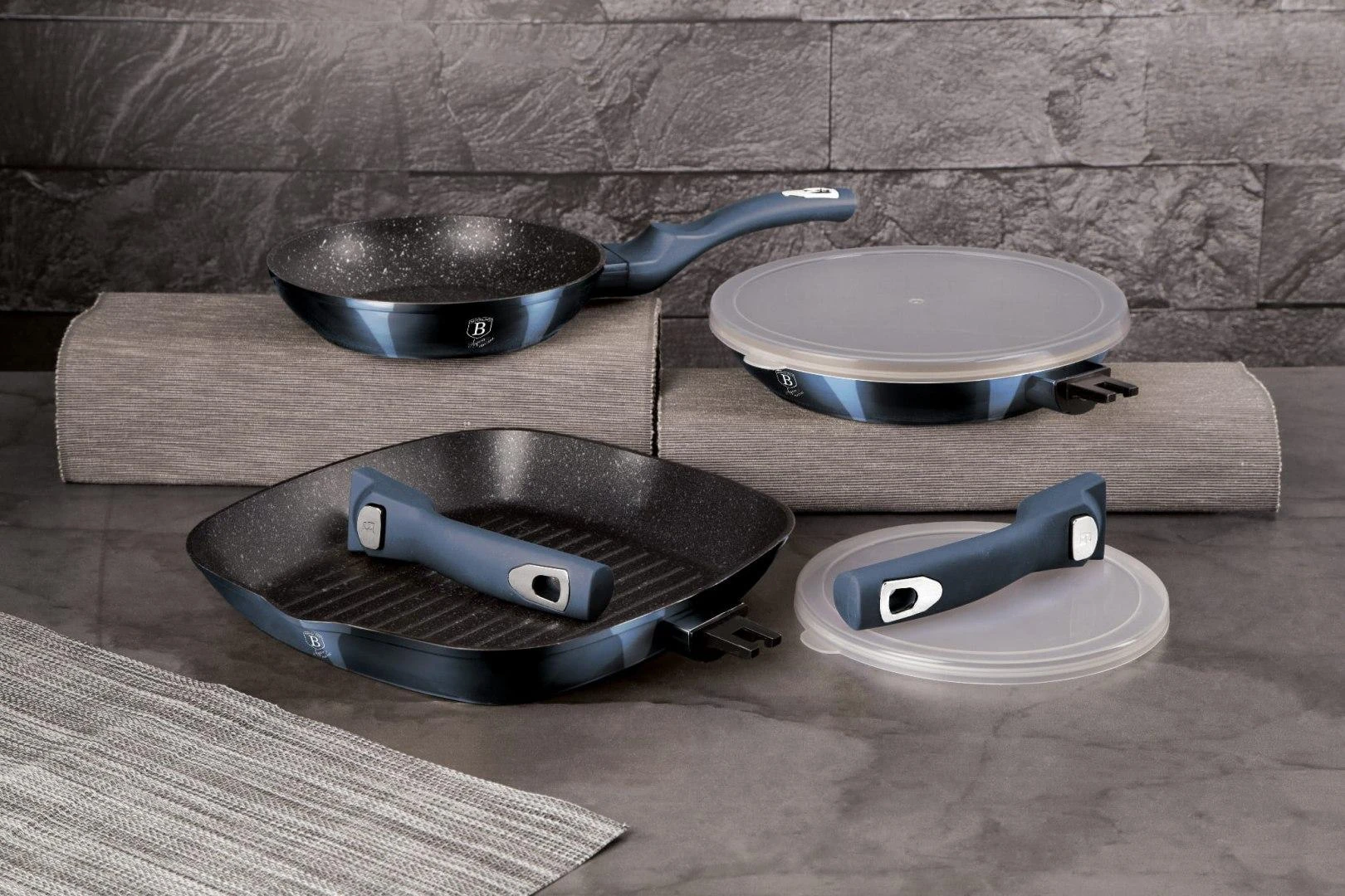 3 GRANITINIŲ KETUČIŲ RINKINYS BERLINGER HAUS METALLIC AQUAMARINE BH-7049