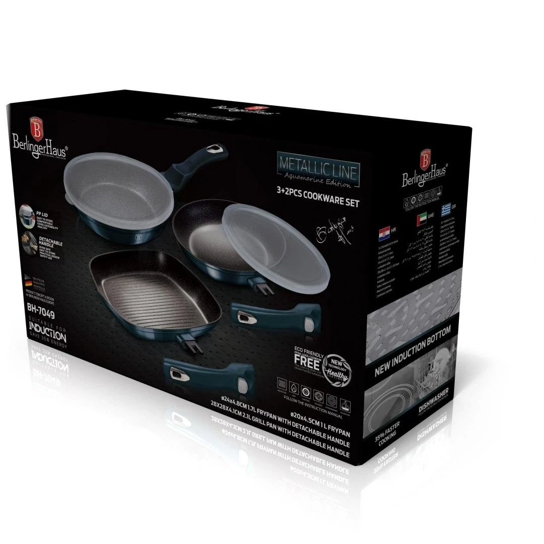 3 GRANITINIŲ KETUČIŲ RINKINYS BERLINGER HAUS METALLIC AQUAMARINE BH-7049