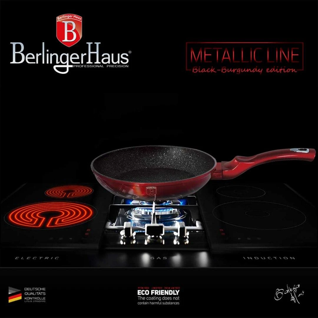 3 GRANITINIŲ KETUČIŲ RINKINYS BERLINGER HAUS Juodas BURGUNDY BH-6189