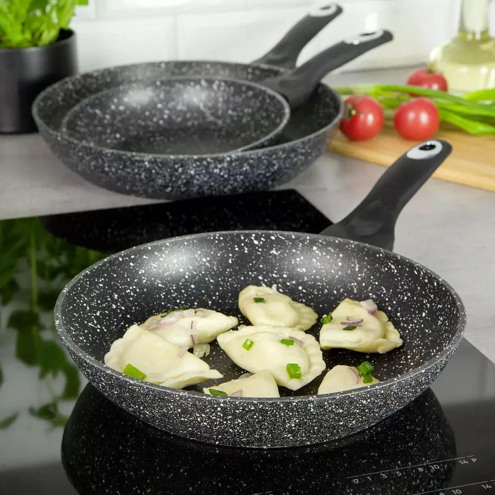 Keptuvės Klausberg aliuminio keptuvės, juodo marmuro, 3 vnt. rinkinys