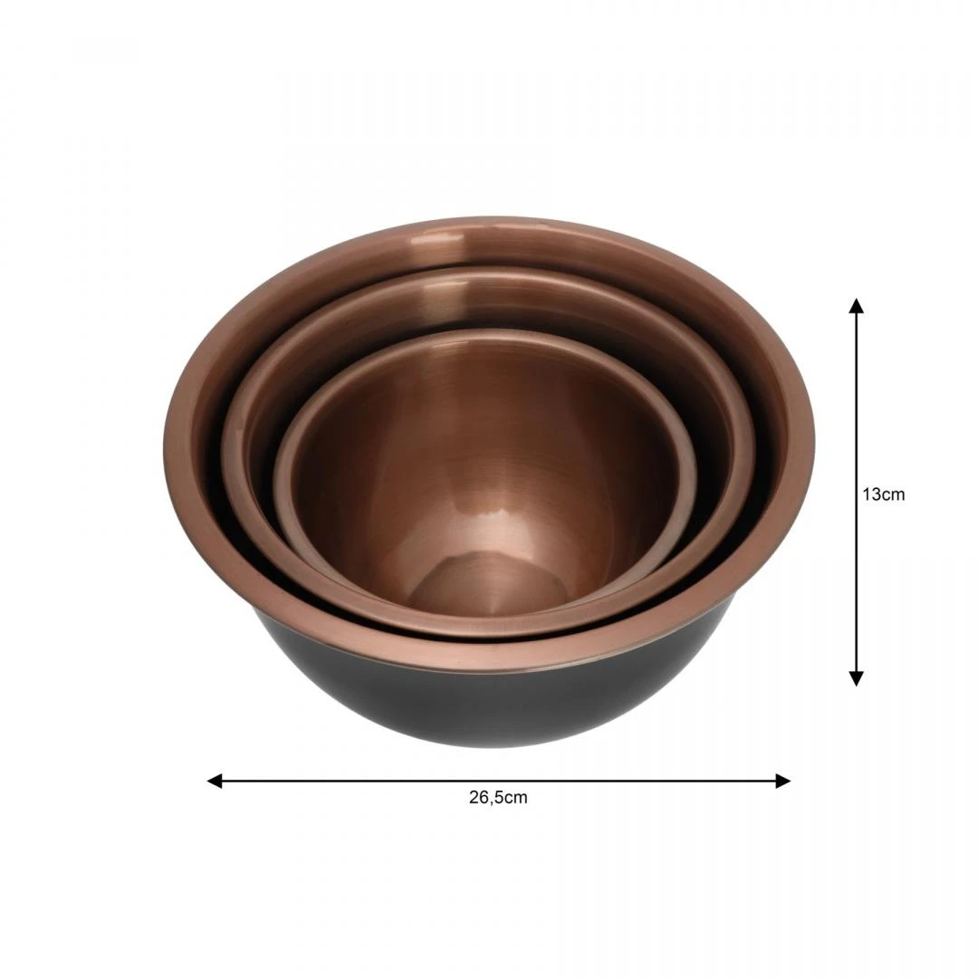 Misy, Dubenėliai, plieniniai, juodi, 3 vnt. rinkinys: 1,6 l, 3 l ir 5 l, Klausberg