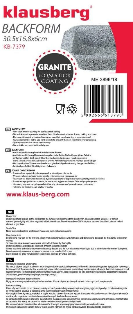 Forma, lakštas, pilkas marmuras 30,5 cm Klausberg
