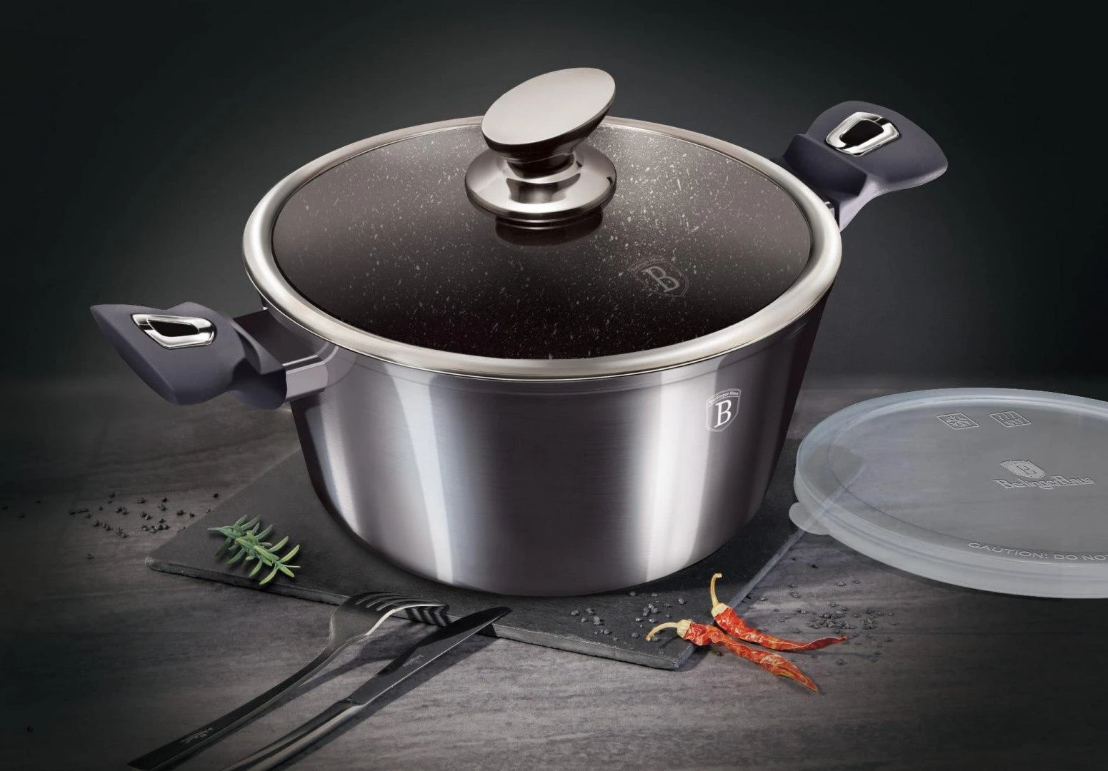Puodas su dangčiu BERLINGER HAUS CARBON PRO, Ø20 cm, 2,5 l