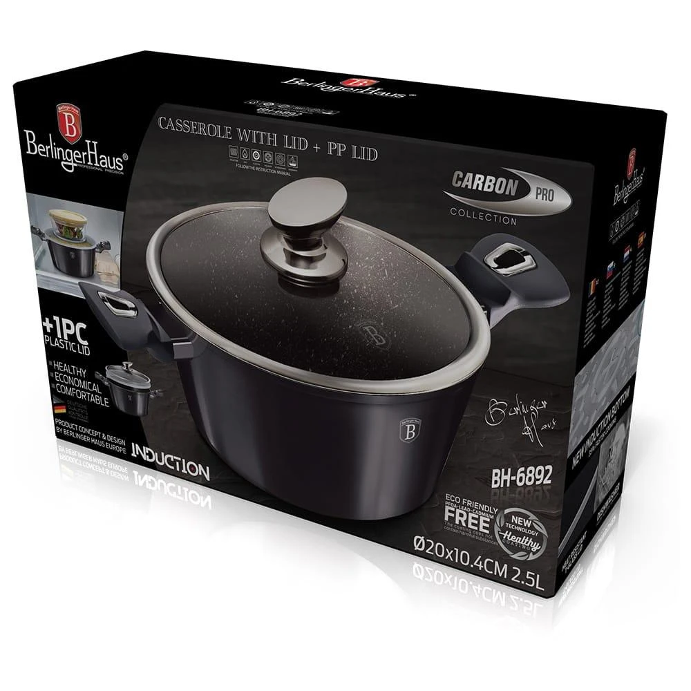 Puodas su dangčiu BERLINGER HAUS CARBON PRO, Ø24 cm, 6,1 l