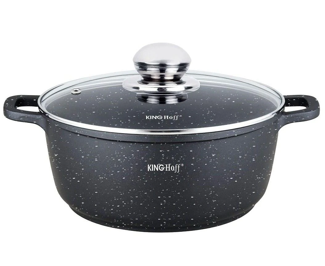 King Hoff Puodas Puodas su marmurine danga, 20 cm skersmens, 2,3 l, juodas, „Kinghoff“