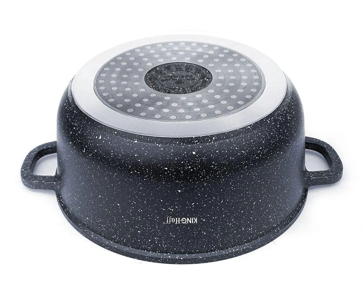 King Hoff Puodas Puodas su marmurine danga, 22 cm skersmens, 3,3 l talpos, juodas, „Kinghoff“