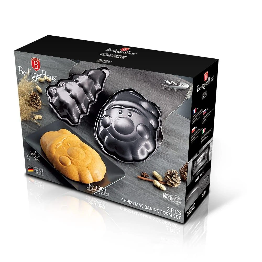 Rinkinys 2 Kalėdinių sausainių kepimo formos Berlinger Haus Carbon Pro BH-6950