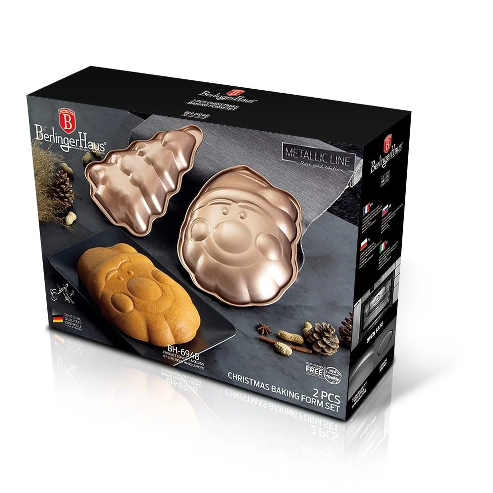 Rinkinys 2 Kalėdinių sausainių kepimo formelės Berlinger Haus Rose Gold BH-6948